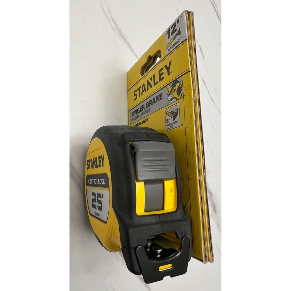 Stanley Control-Lock 25ft Tape Measure Finger Brake 12ft Reach STHT37244 Yellow - Picture 6 of 7
